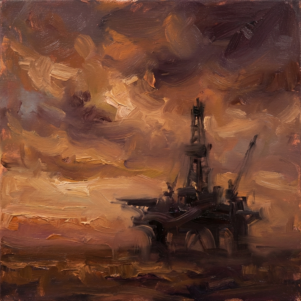 Drilling rig at sunset