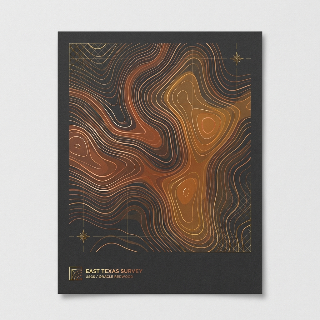 East Texas topographical map